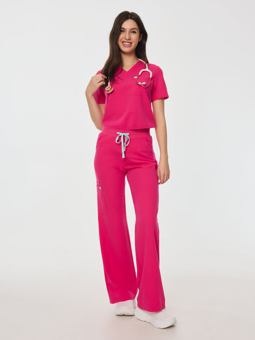 MILA RE-GARDE™ - PINK CRUSH - Wide Leg Scrub Pants - SILVADUR™