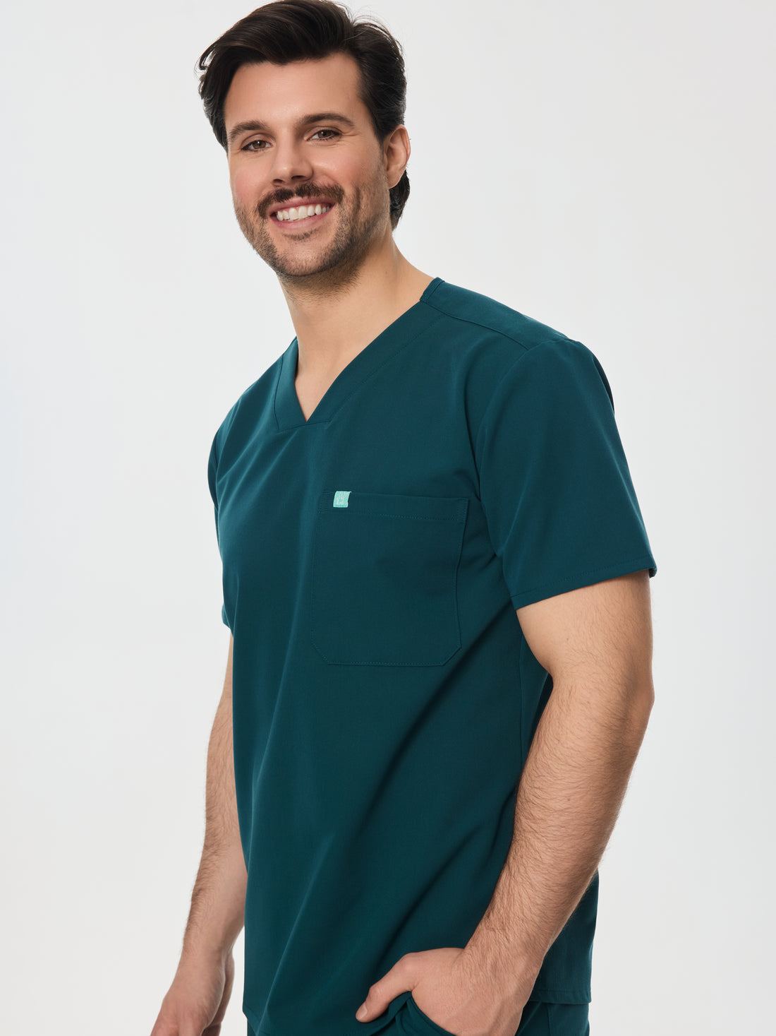 LOGAN RE-GARDE™ - TEAL - One Pocket Men's Scrub Top - SILVADUR™
