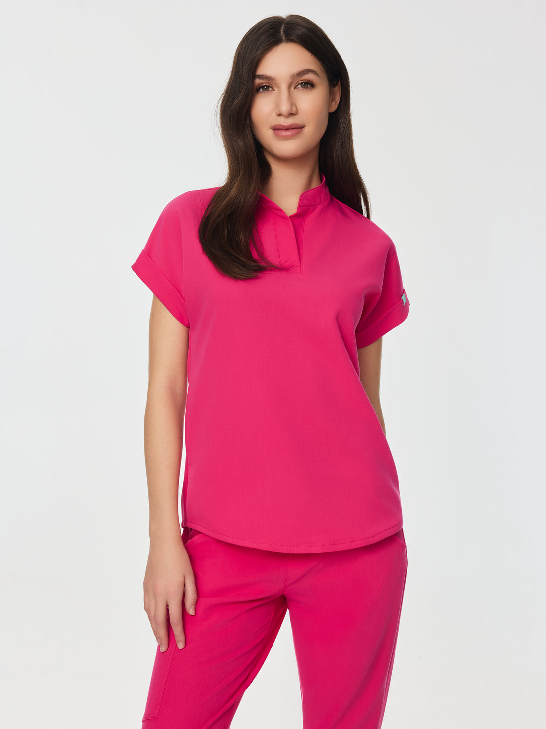 CHARLIE RE-GARDE™ - PINK CRUSH - Mandarine Collar Scrub Top - SILVADUR™
