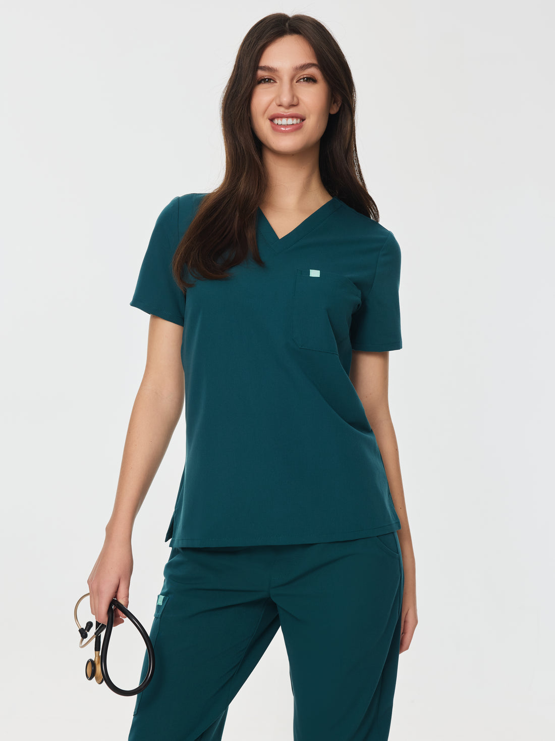 GABRIELLE RE-GARDE™ - TEAL - One Pocket Scrub Top - SILVADUR™