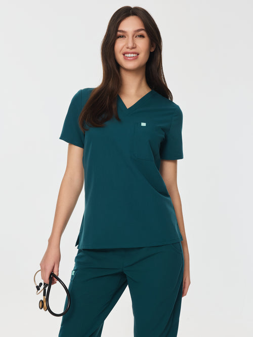 GABRIELLE RE-GARDE™ - TEAL - One Pocket Scrub Top - SILVADUR™