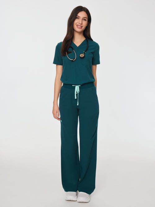 MILA RE-GARDE™ - TEAL - Wide Leg Scrub Pants - SILVADUR™