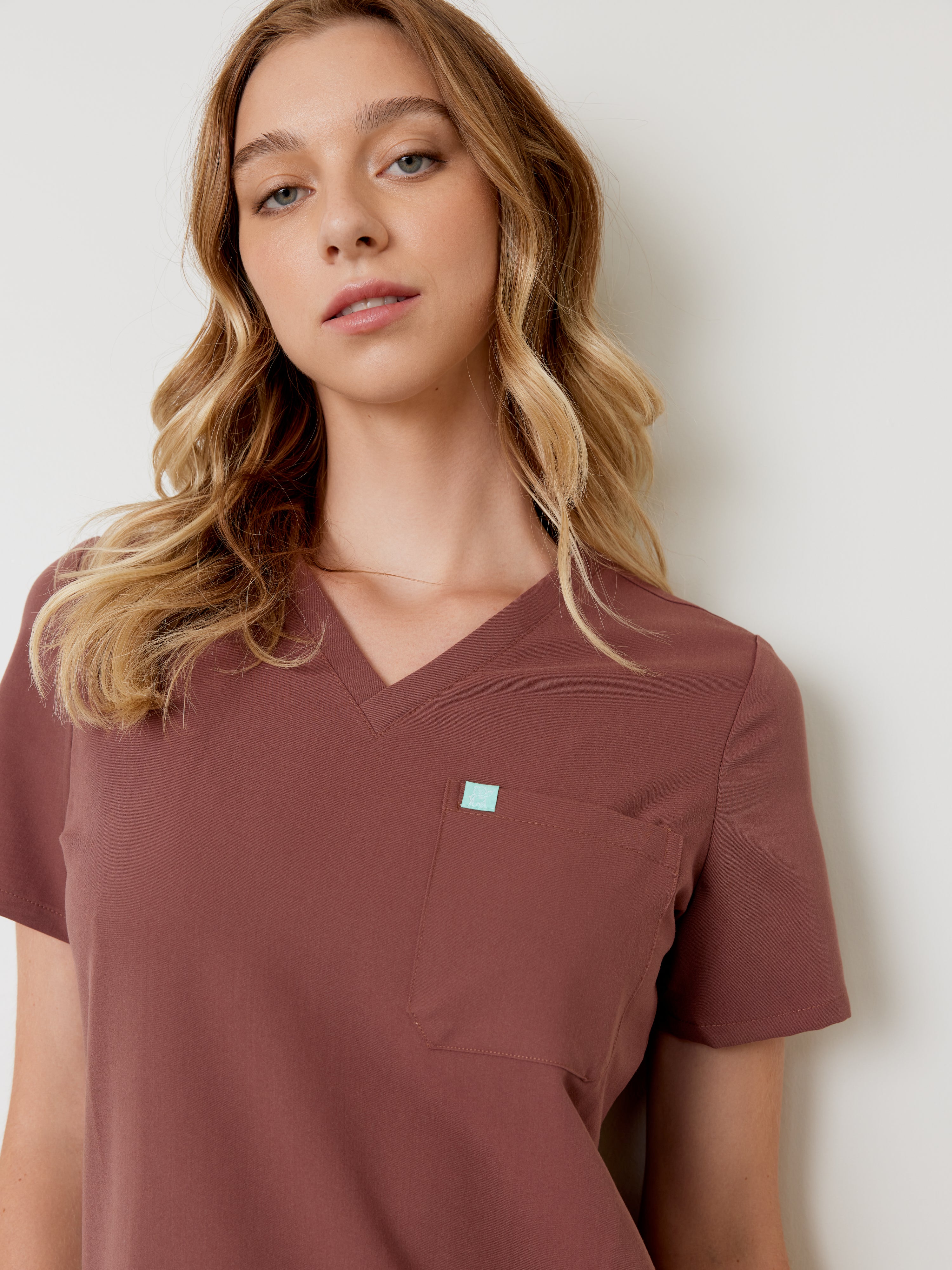 GABRIELLE RE-GARDE™ - MAROON - One Pocket Scrub Top - SILVADUR™ - Final Sale