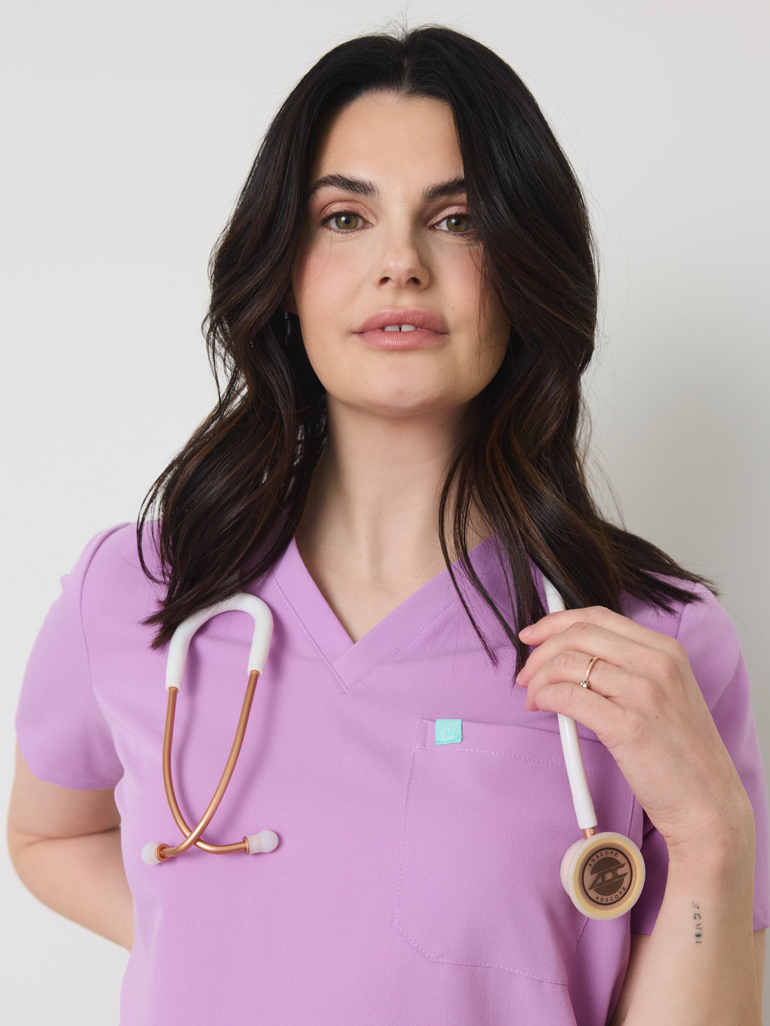 GABRIELLE RE-GARDE™ - LILAC - One Pocket Scrub Top - SILVADUR™