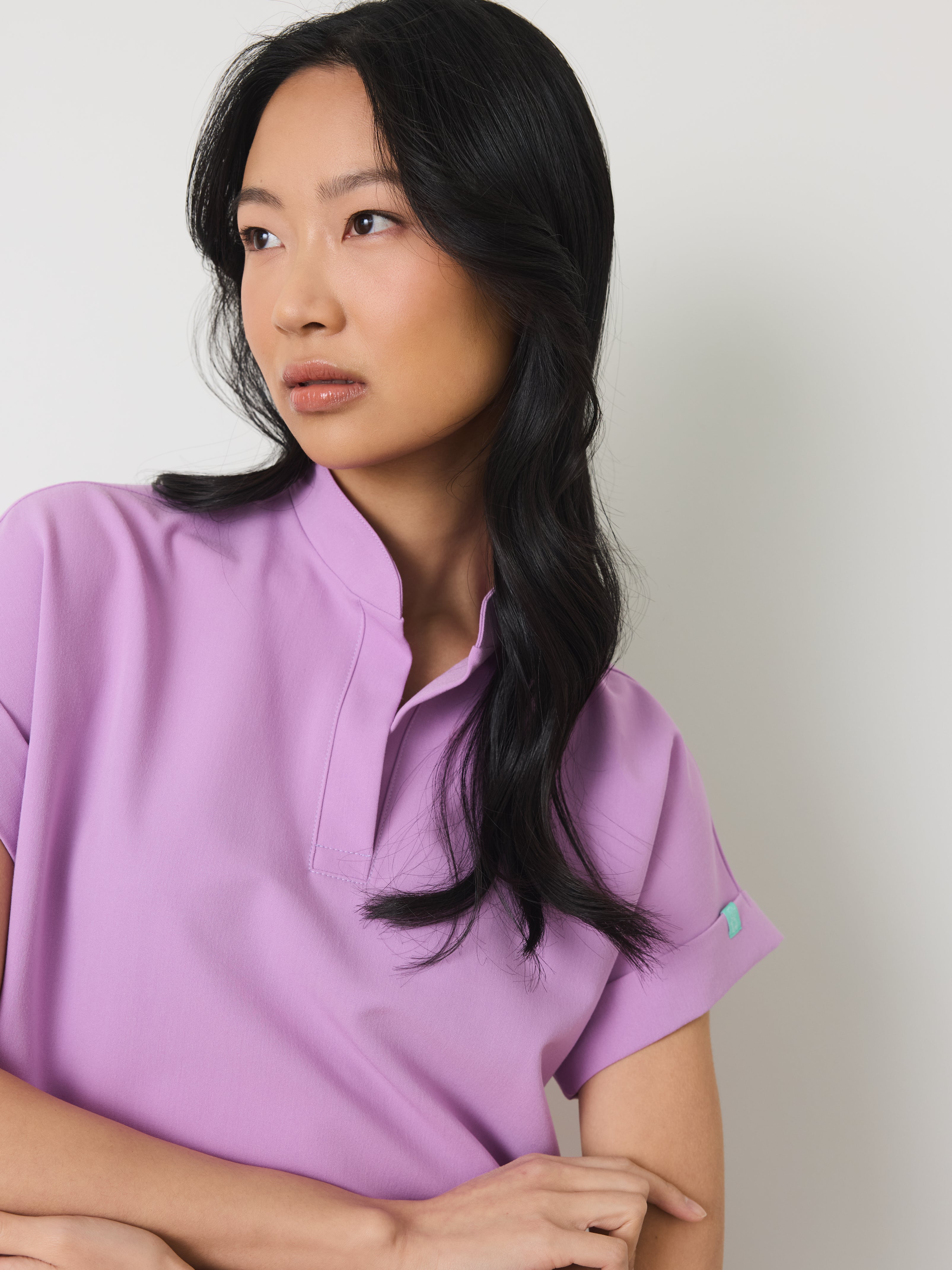 CHARLIE RE-GARDE™ - LILAC - Mandarine Collar Scrub Top - SILVADUR™