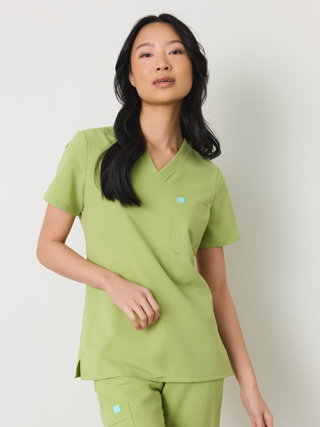 GABRIELLE RE-GARDE™ - MOSS GREEN - One Pocket Scrub Top - SILVADUR™ - Final Sale
