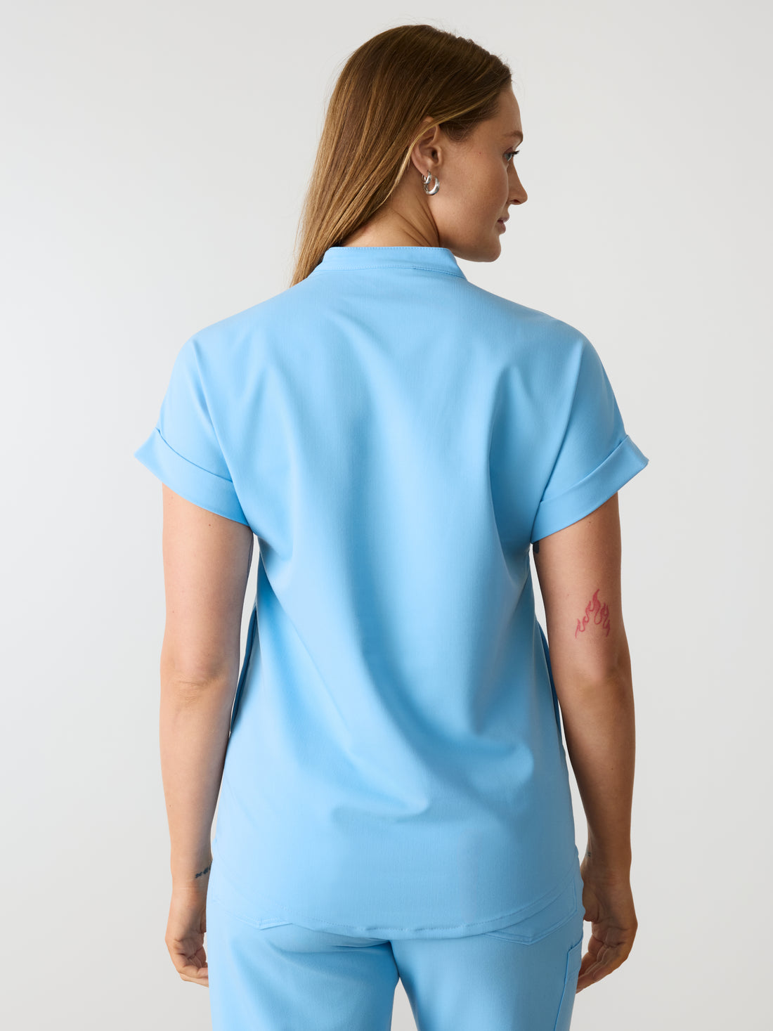 CHARLIE RE-GARDE™ - CLASSIC BLUE - Mandarine Collar Scrub Top - SILVADUR™