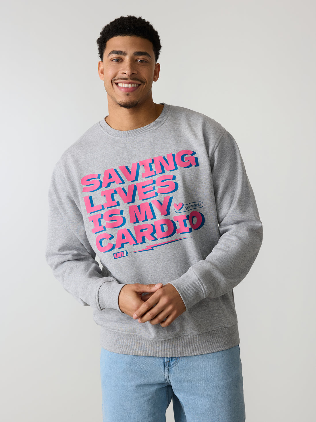 Saving Lives Is My Cardio - Crewneck Heather Grey