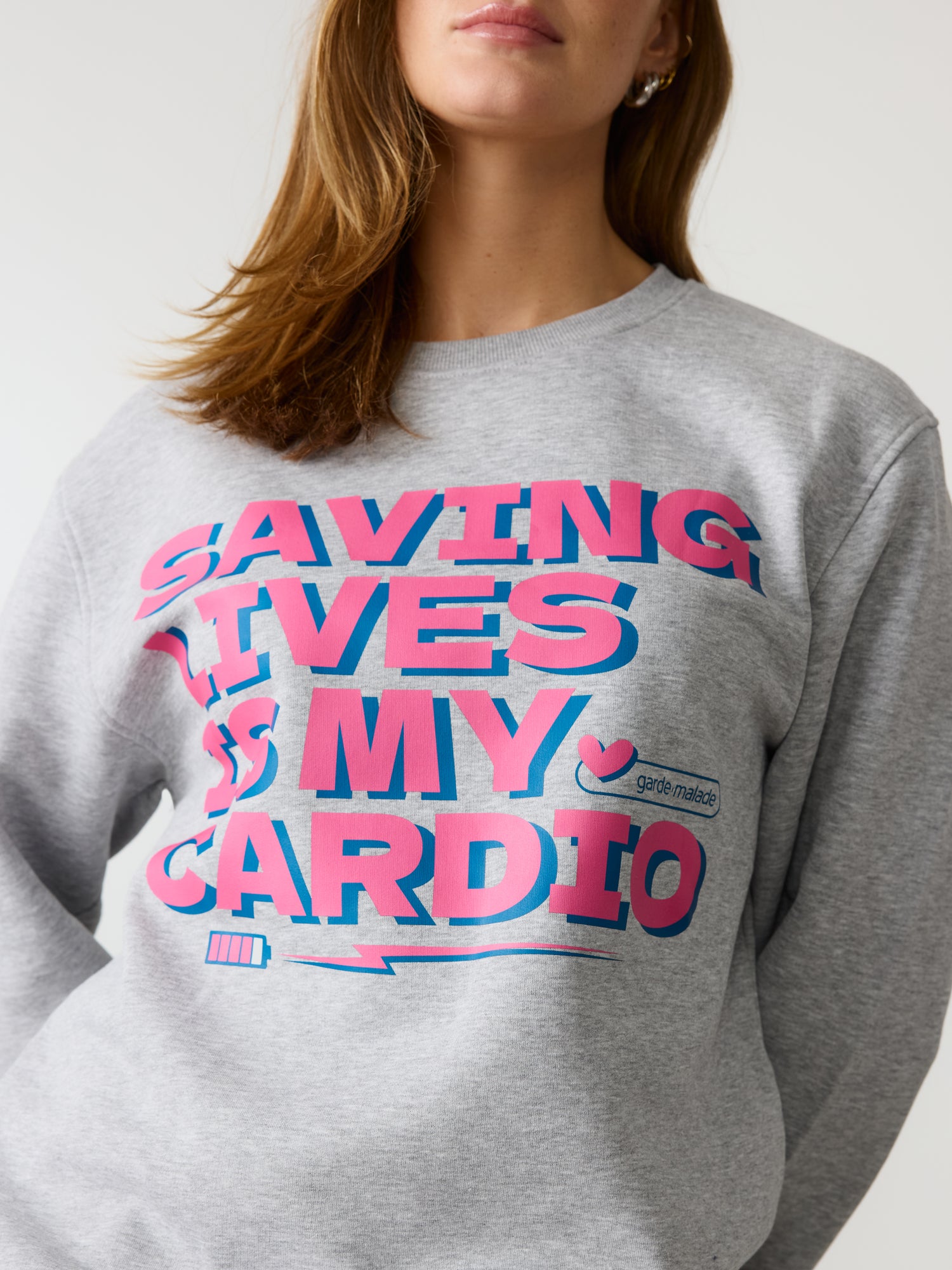 Saving Lives Is My Cardio - Crewneck Heather Grey