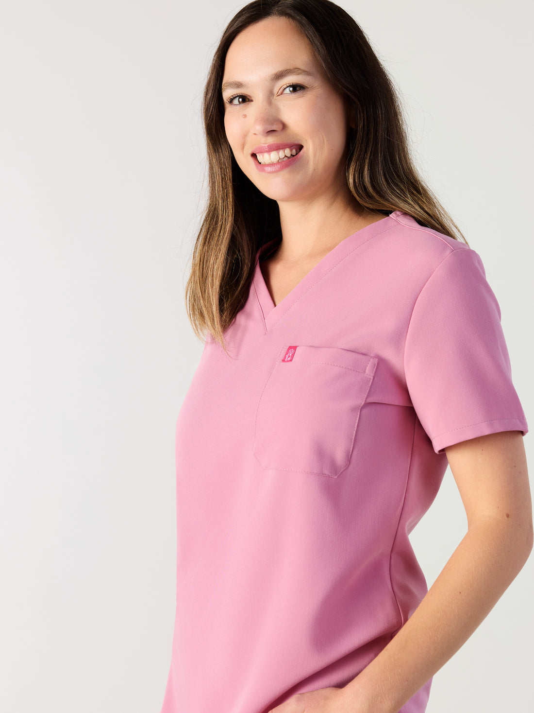 GABRIELLE RE-GARDE™ - HOPEFUL PINK - One Pocket Scrub Top - SILVADUR™