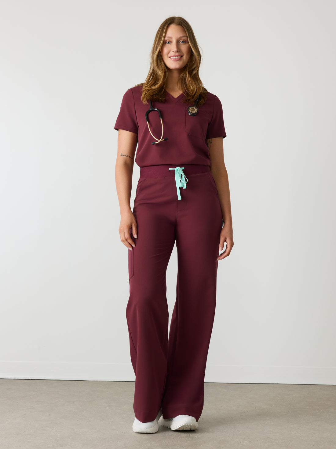 MILA for uOttawa - BURGUNDY - Wide Leg Scrub Pants - SILVADUR™