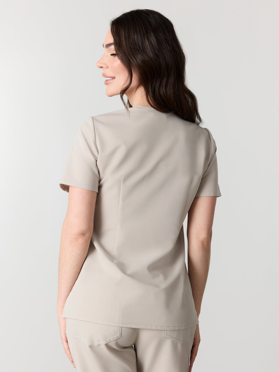 LIV RE-GARDE™ - GREIGE - Three Pockets Scrub Top - SILVADUR™
