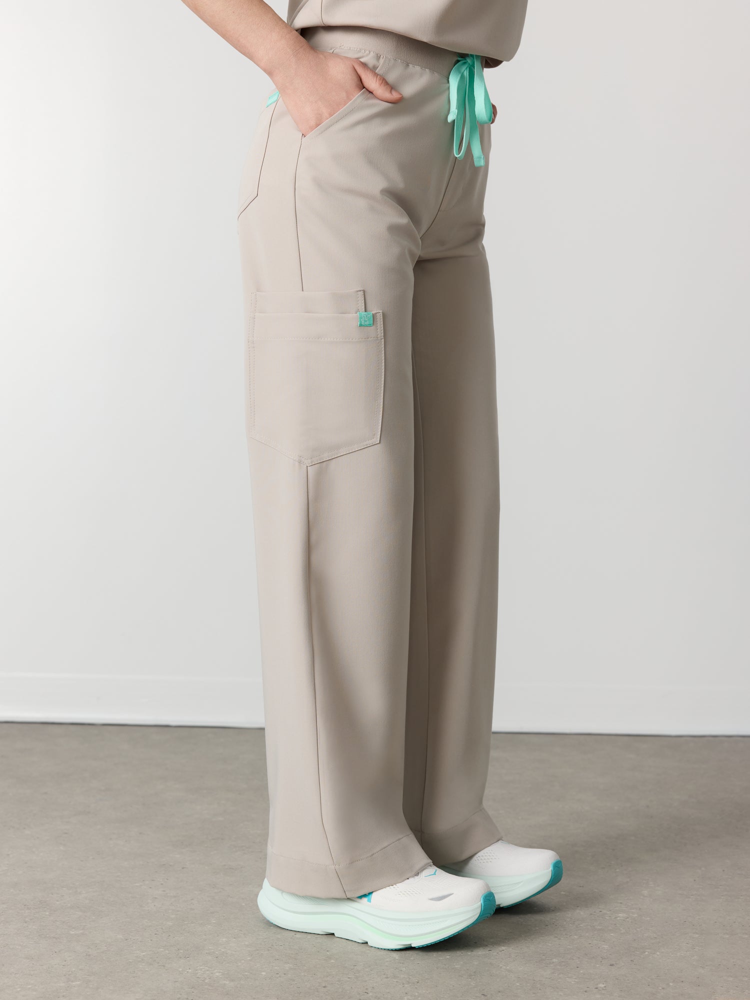 MILA RE-GARDE™ - GREIGE - Wide Leg Scrub Pants - SILVADUR™