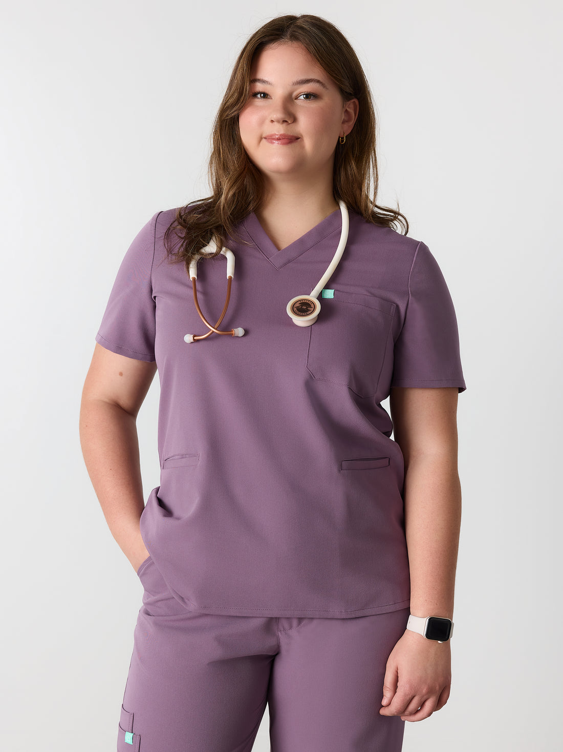 LIV RE-GARDE™ - DUSTY PURPLE - Three Pockets Scrub Top - SILVADUR™