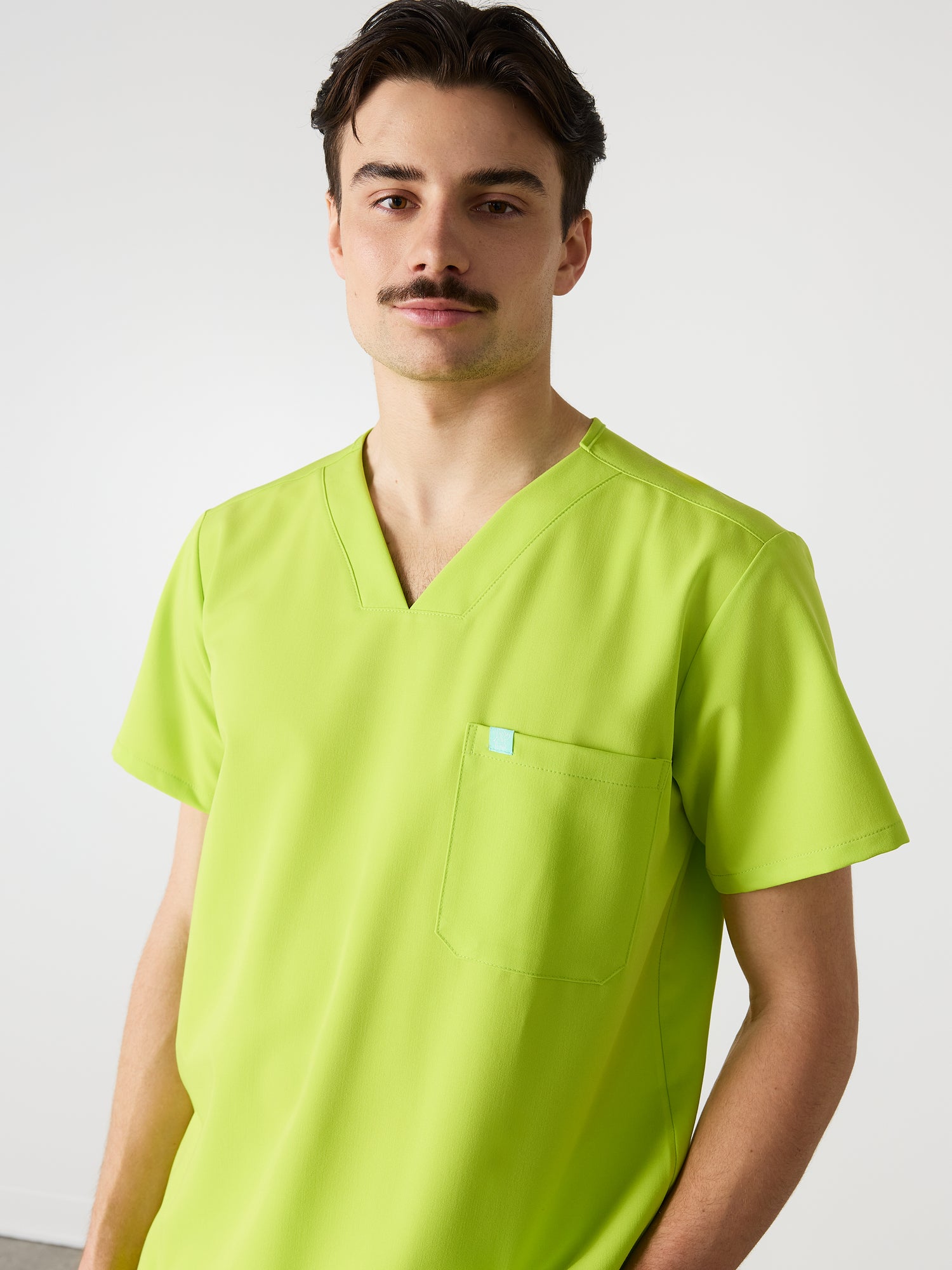 LOGAN RE-GARDE™ - LIME - One Pocket Men's Scrub Top - SILVADUR™