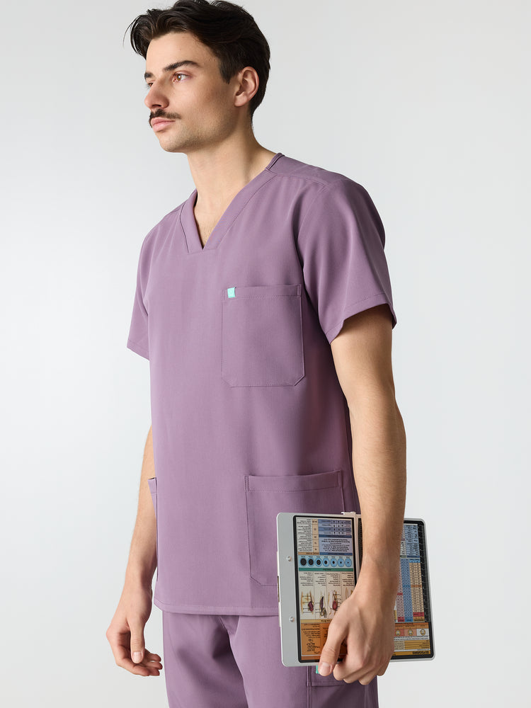ZACK RE-GARDE™ - DUSTY PURPLE - Three Pockets Men's Scrub Top - SILVADUR™ - Final Sale