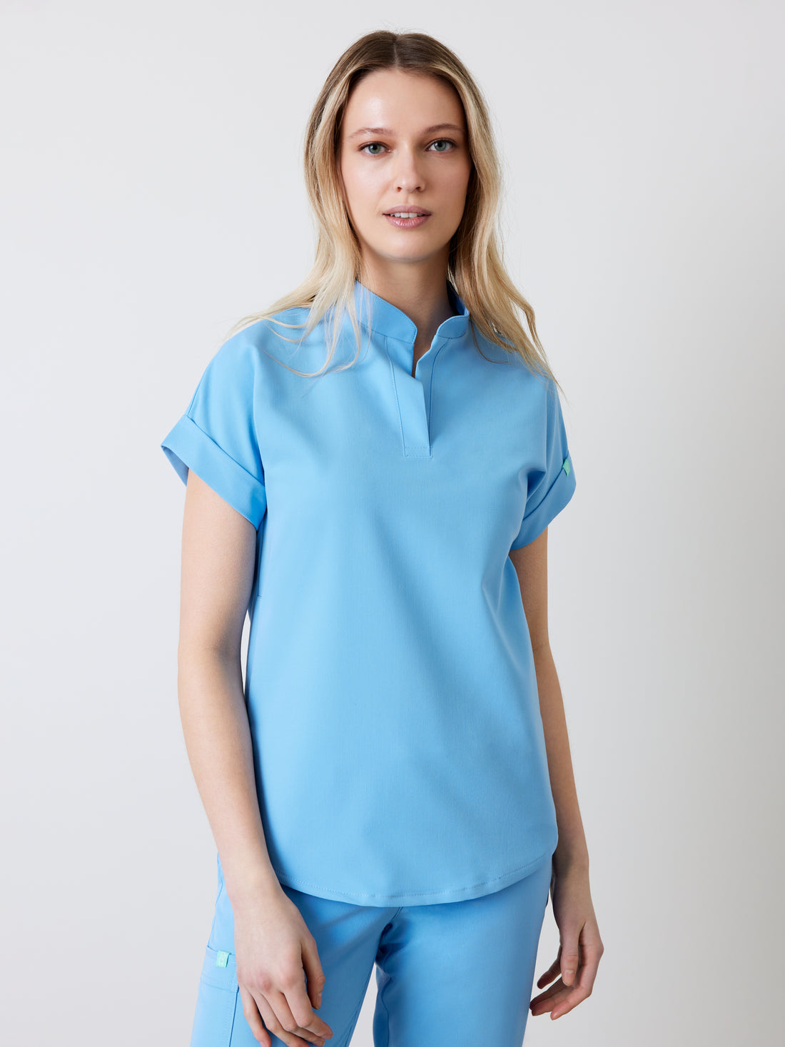 CHARLIE RE-GARDE™ - CLASSIC BLUE - Mandarine Collar Scrub Top - SILVADUR™