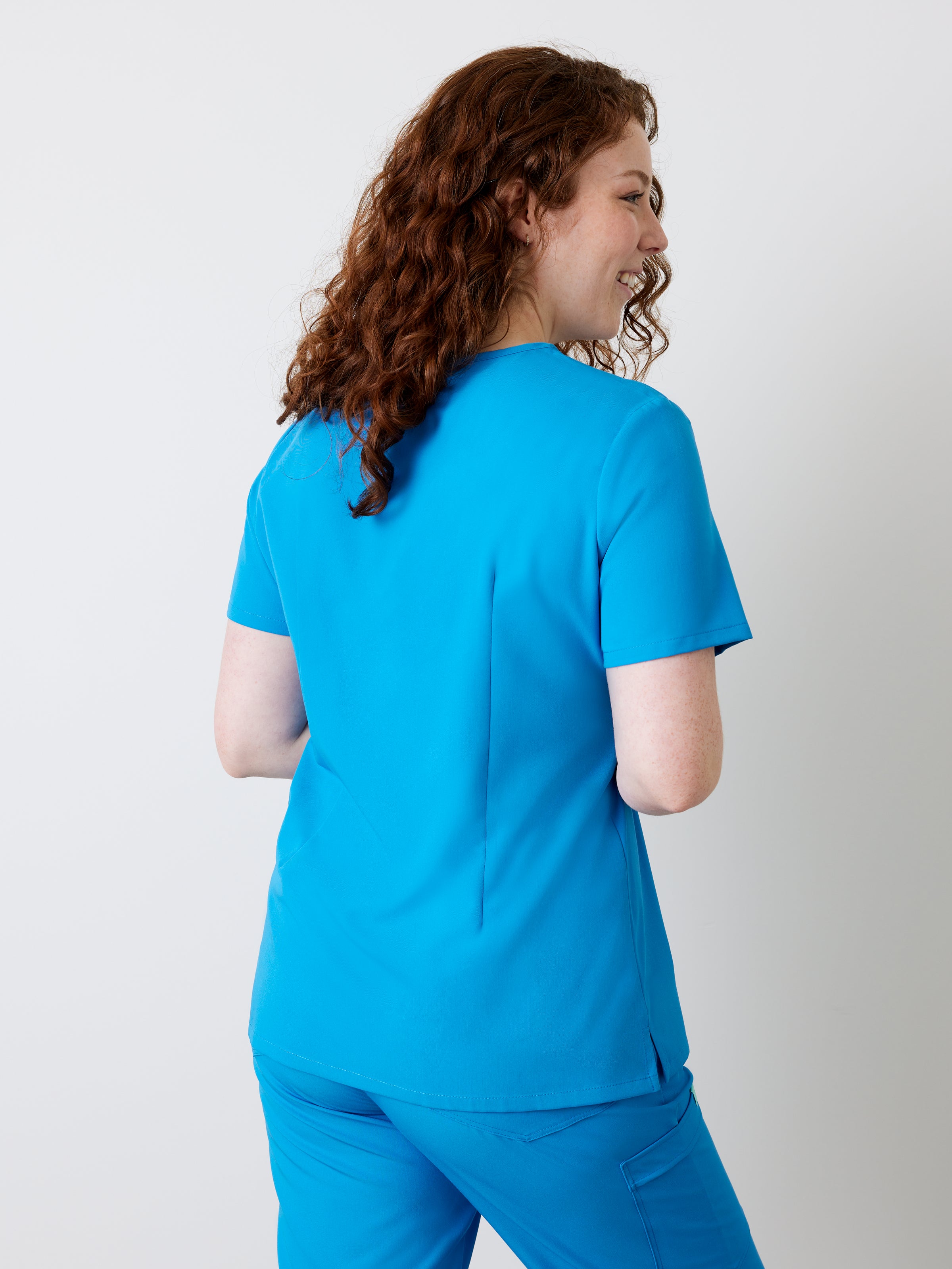 GABRIELLE RE-GARDE™ - AZURE BLUE - One Pocket Scrub Top - Final Sale