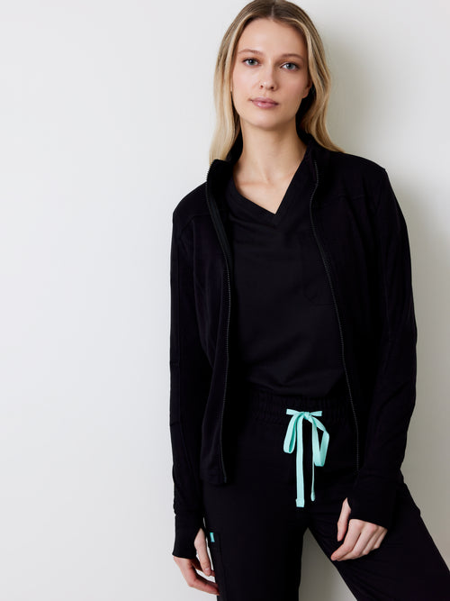 Polyester Full Zip Jacket – Noir||Veste Polyester Full Zip – Noir