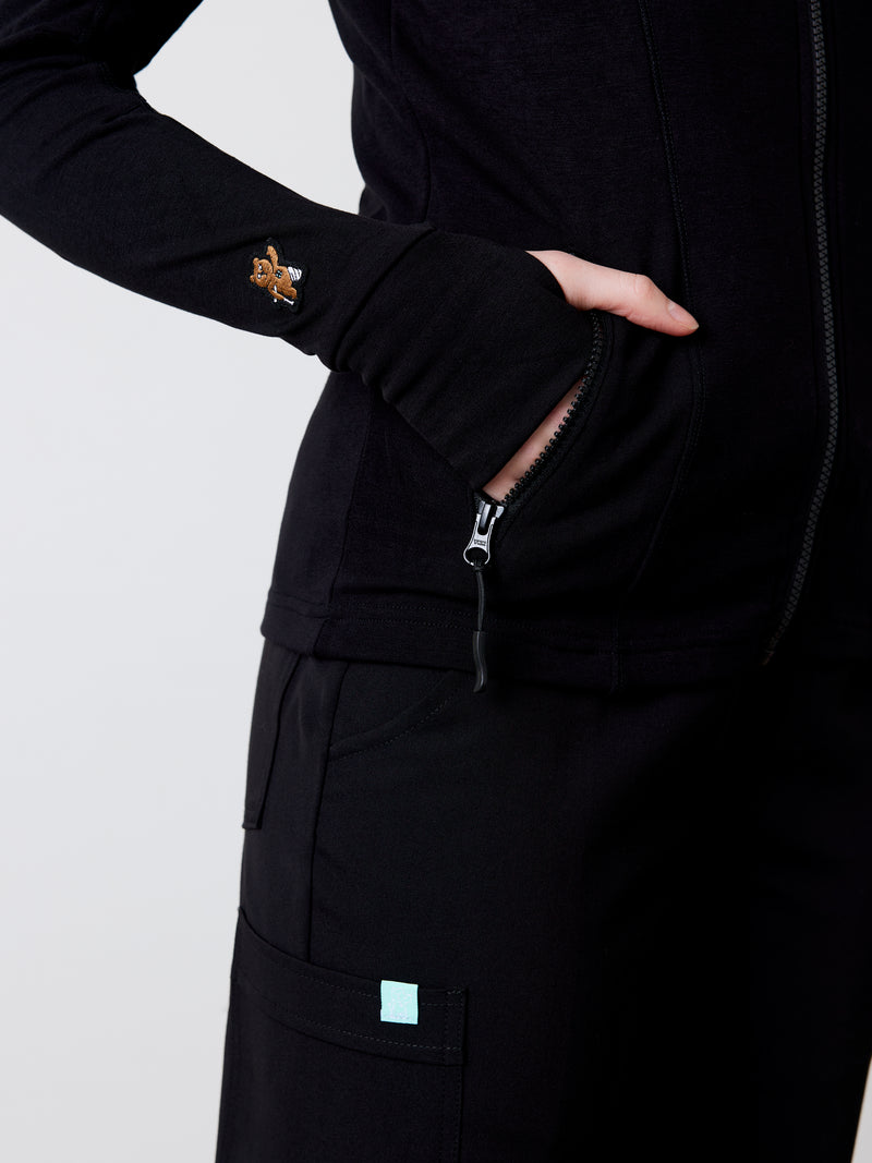 Polyester Full Zip Jacket – Noir||Veste Polyester Full Zip – Noir