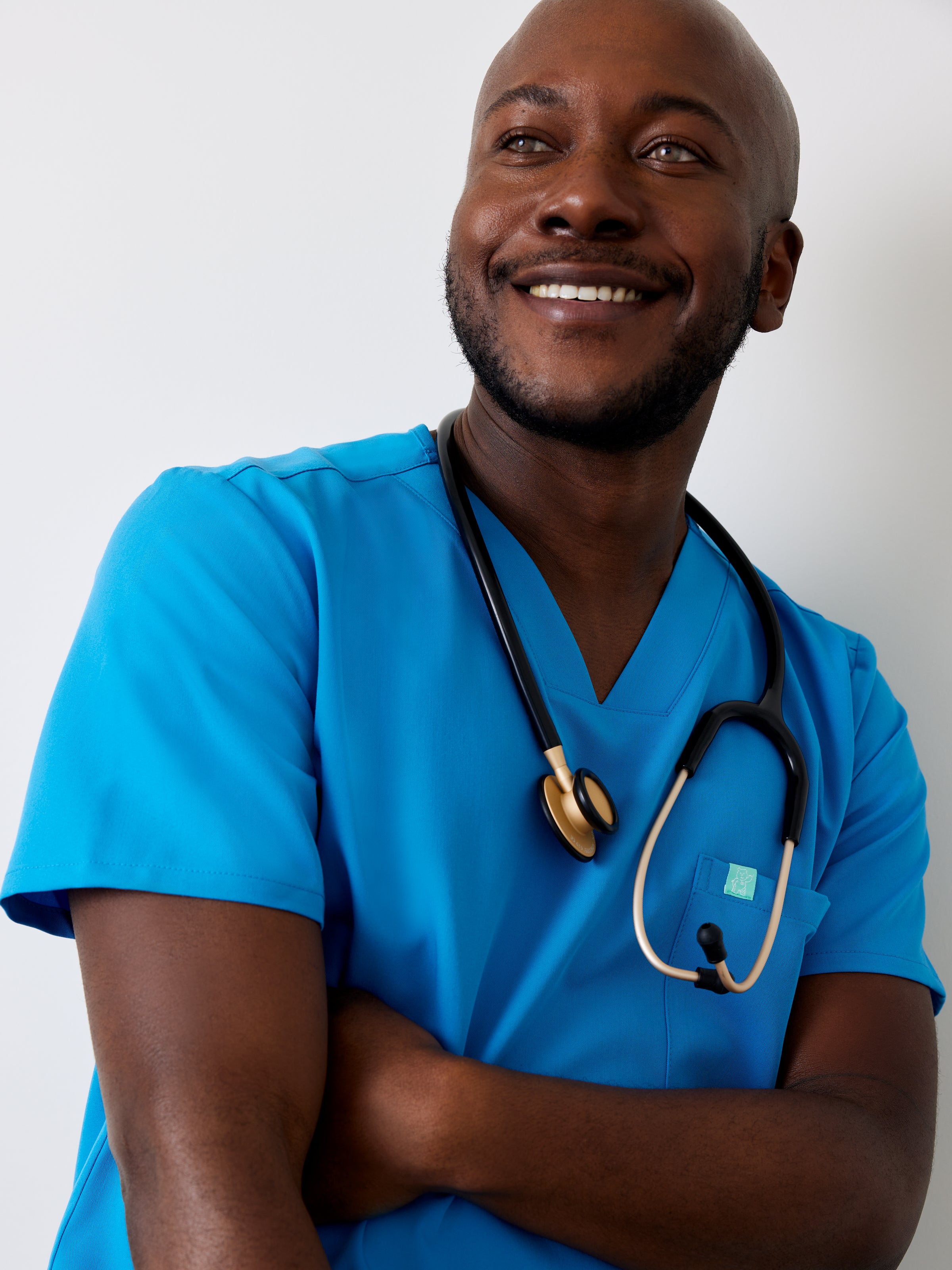 LOGAN RE-GARDE™ - AZURE BLUE - One Pocket Men's Scrub Top - Final Sale