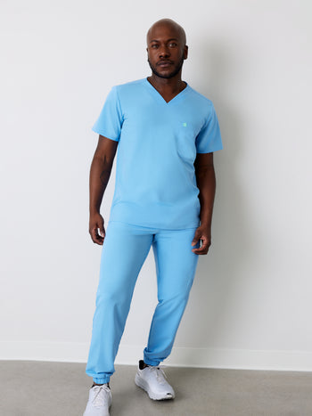 LOGAN RE-GARDE™ - CLASSIC BLUE - One Pocket Men's Scrub Top - SILVADUR™