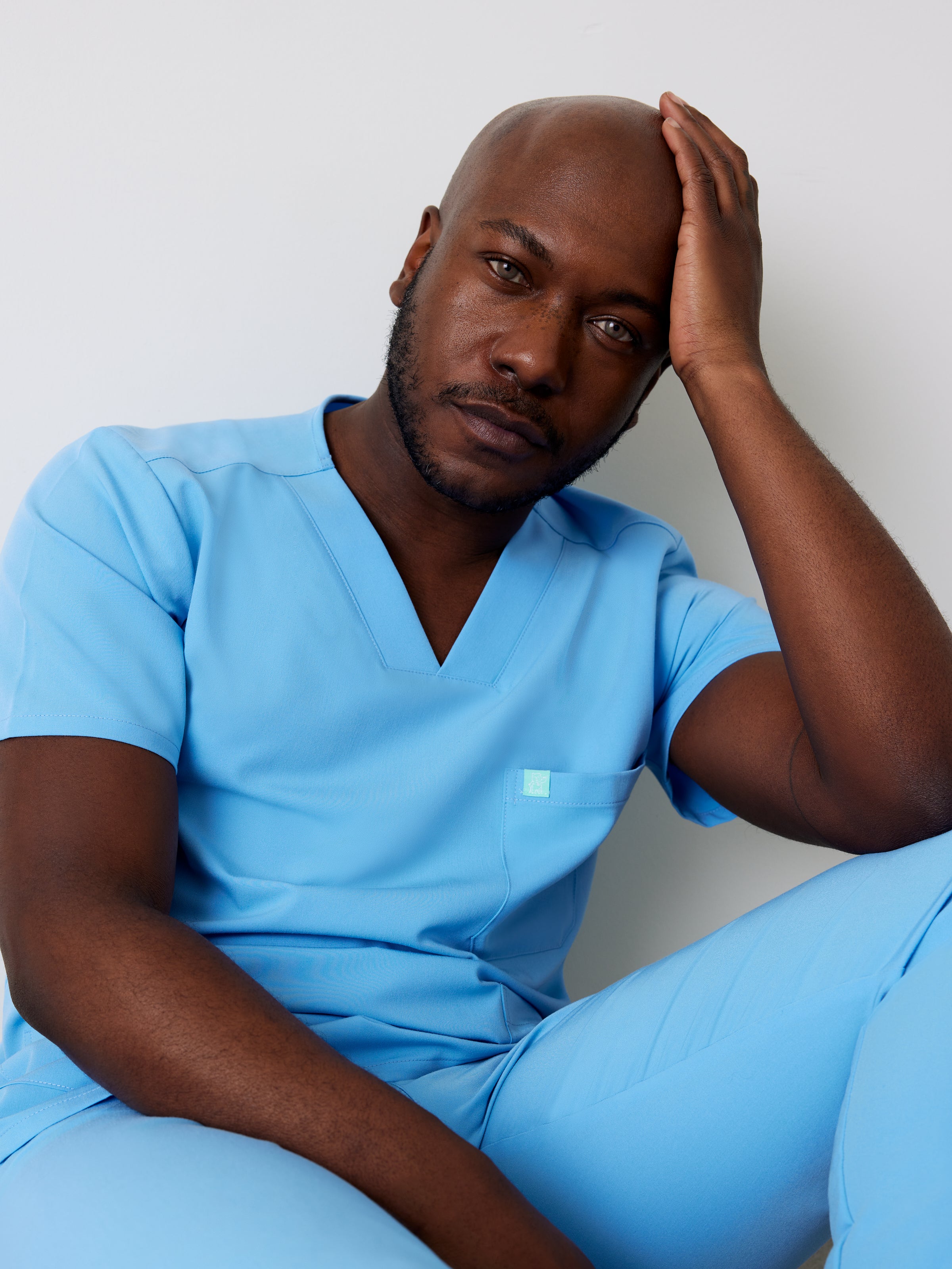 ZACK RE-GARDE™ - CLASSIC BLUE - Three Pockets Men's Scrub Top - SILVADUR™