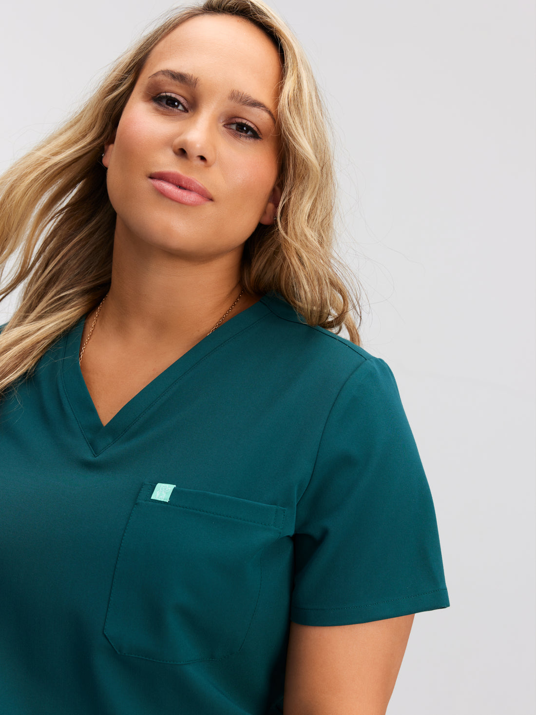 GABRIELLE RE-GARDE™ - TEAL - One Pocket Scrub Top - SILVADUR™