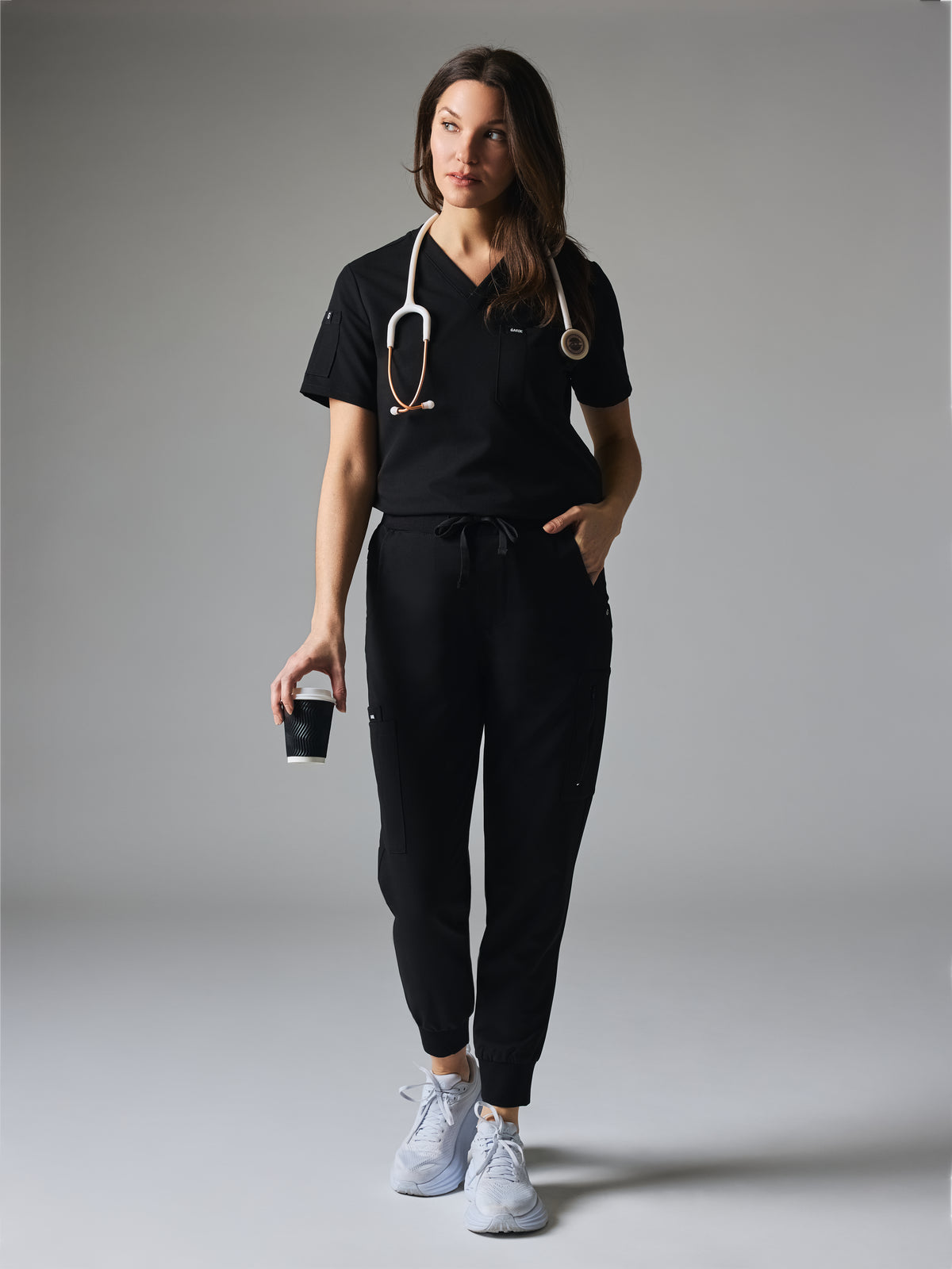 MARIE for King Animal Hospital - BLACK - Six Pockets Jogger Scrub Pants - SILVADUR™