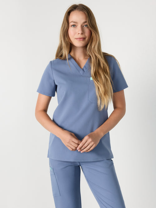 GABRIELLE RE-GARDE™ - BLUE HORIZON - One Pocket Scrub Top - SILVADUR™