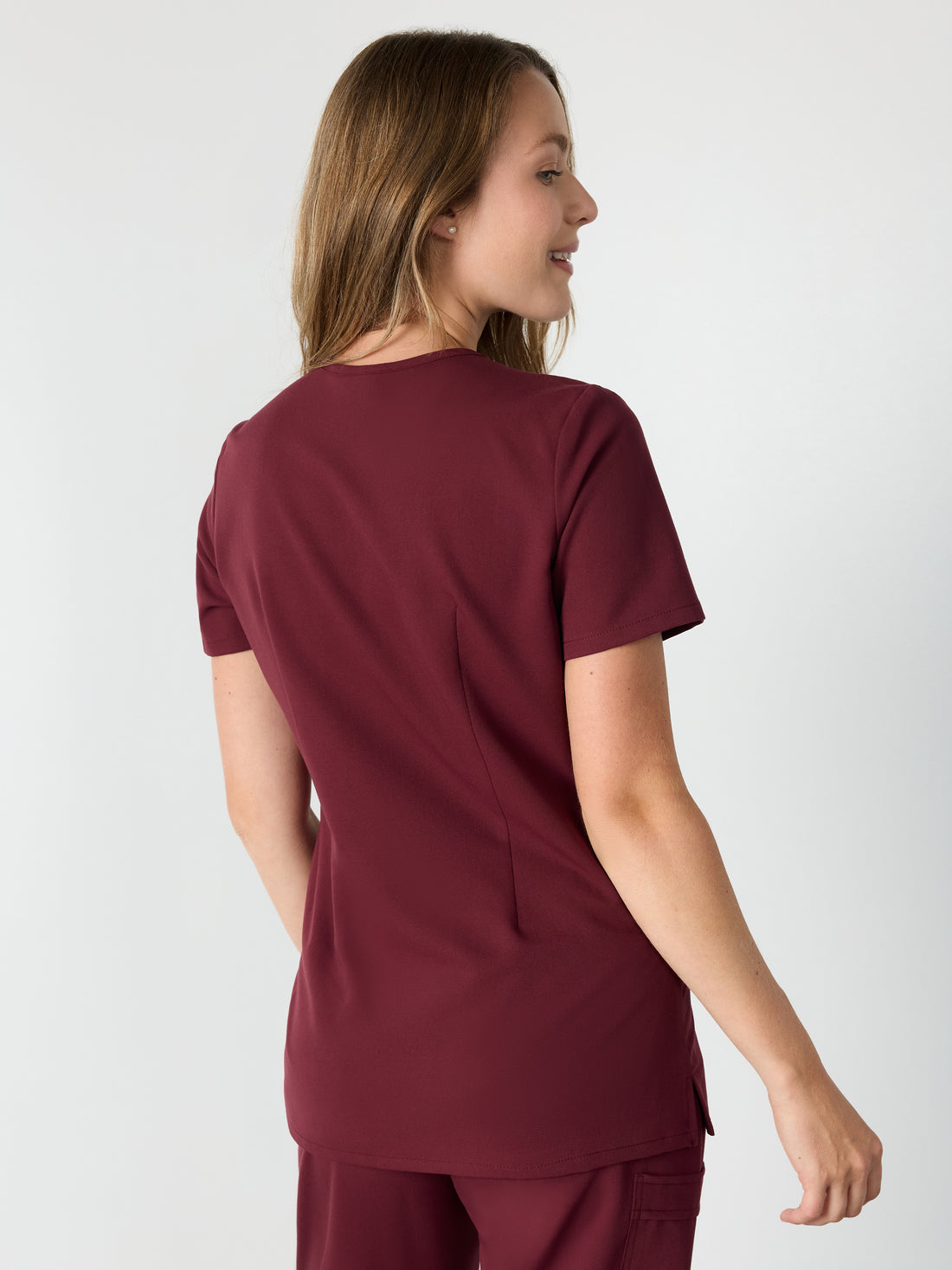 GABRIELLE RE-GARDE™ - BURGUNDY - One Pocket Scrub Top - SILVADUR™