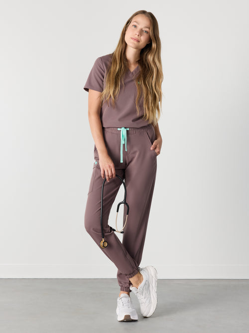 ROSIE RE-GARDE™ - SOFT PLUM - Jogger Scrub Pants - SILVADUR™