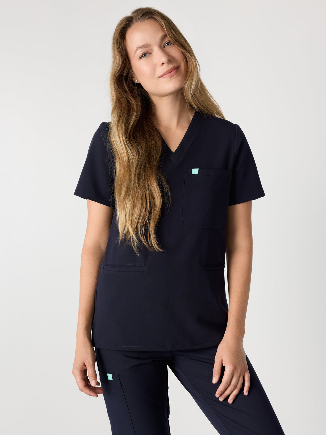 LIV RE-GARDE™ - NAVY - Three Pockets Scrub Top - SILVADUR™