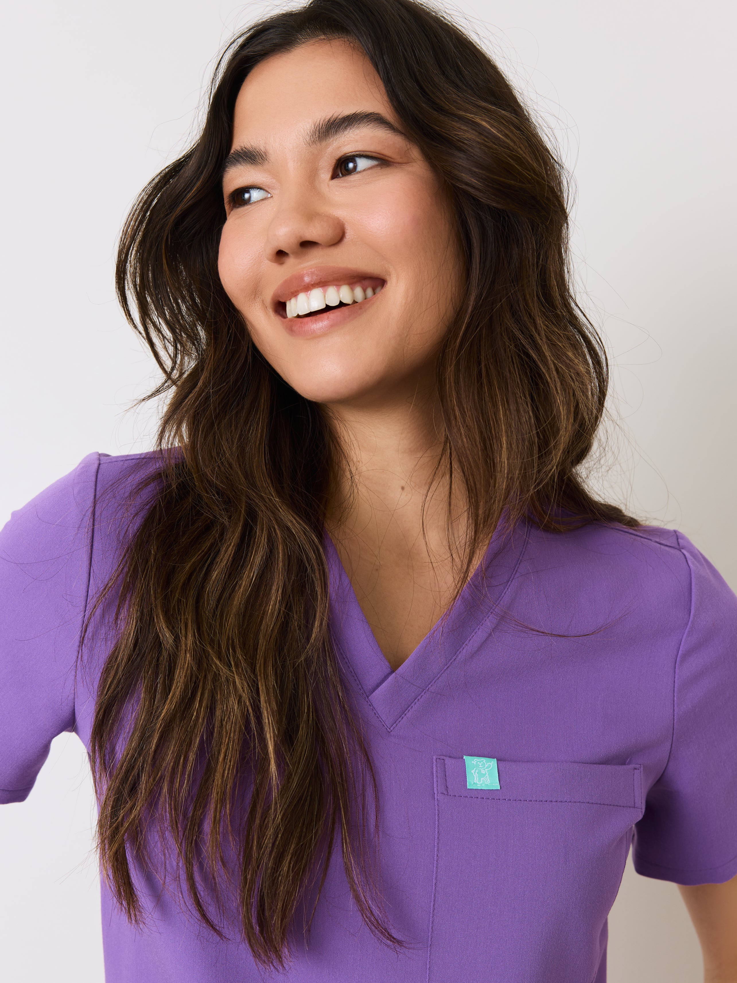 GABRIELLE RE-GARDE™ - ROYAL LILAC - One Pocket Scrub Top - SILVADUR™