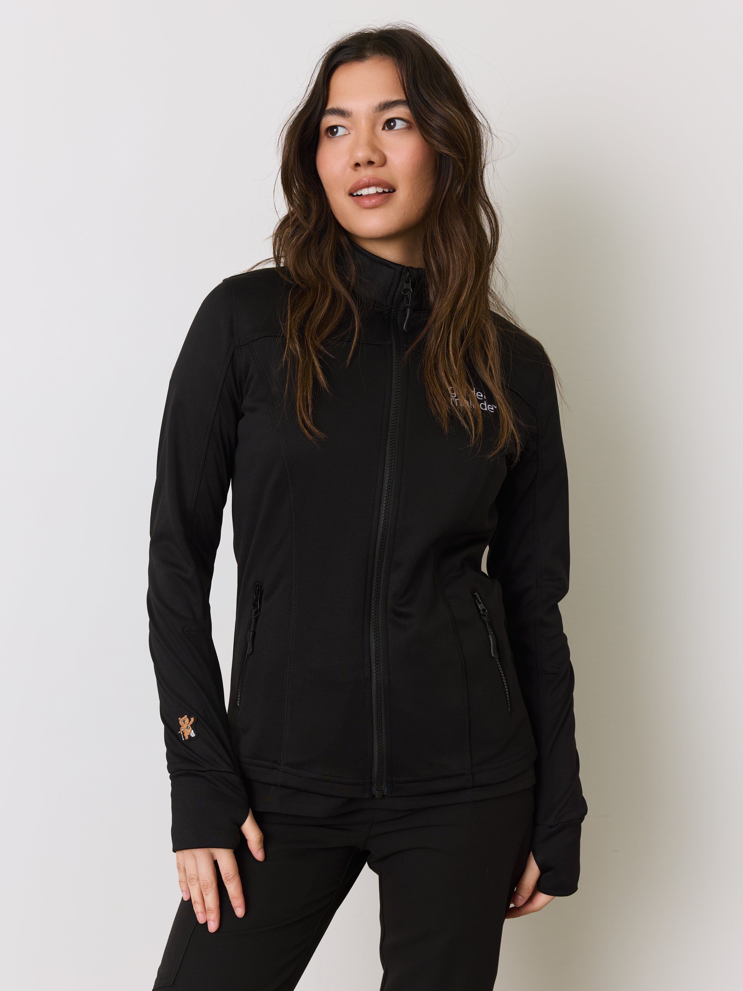Polyester Full Zip Jacket – Black – Garde-Malade Embroidery