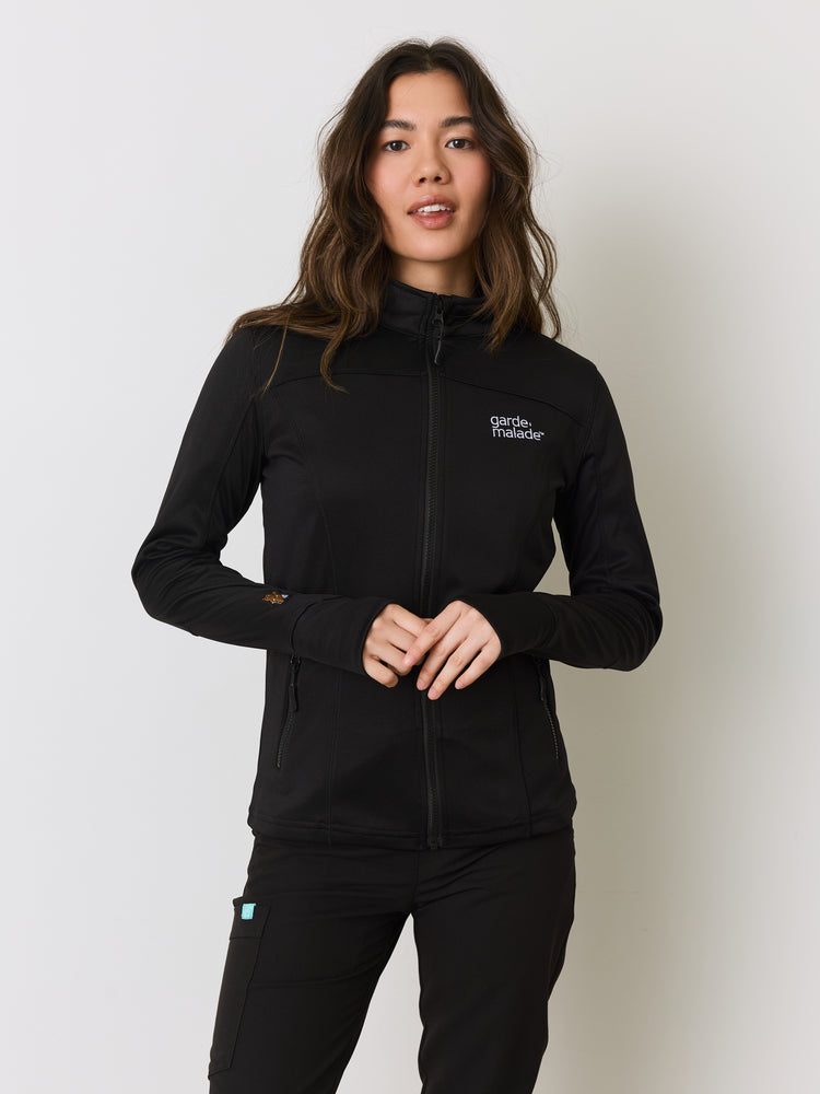 Veste Polyester Full Zip – Noir – Broderie Garde-Malade