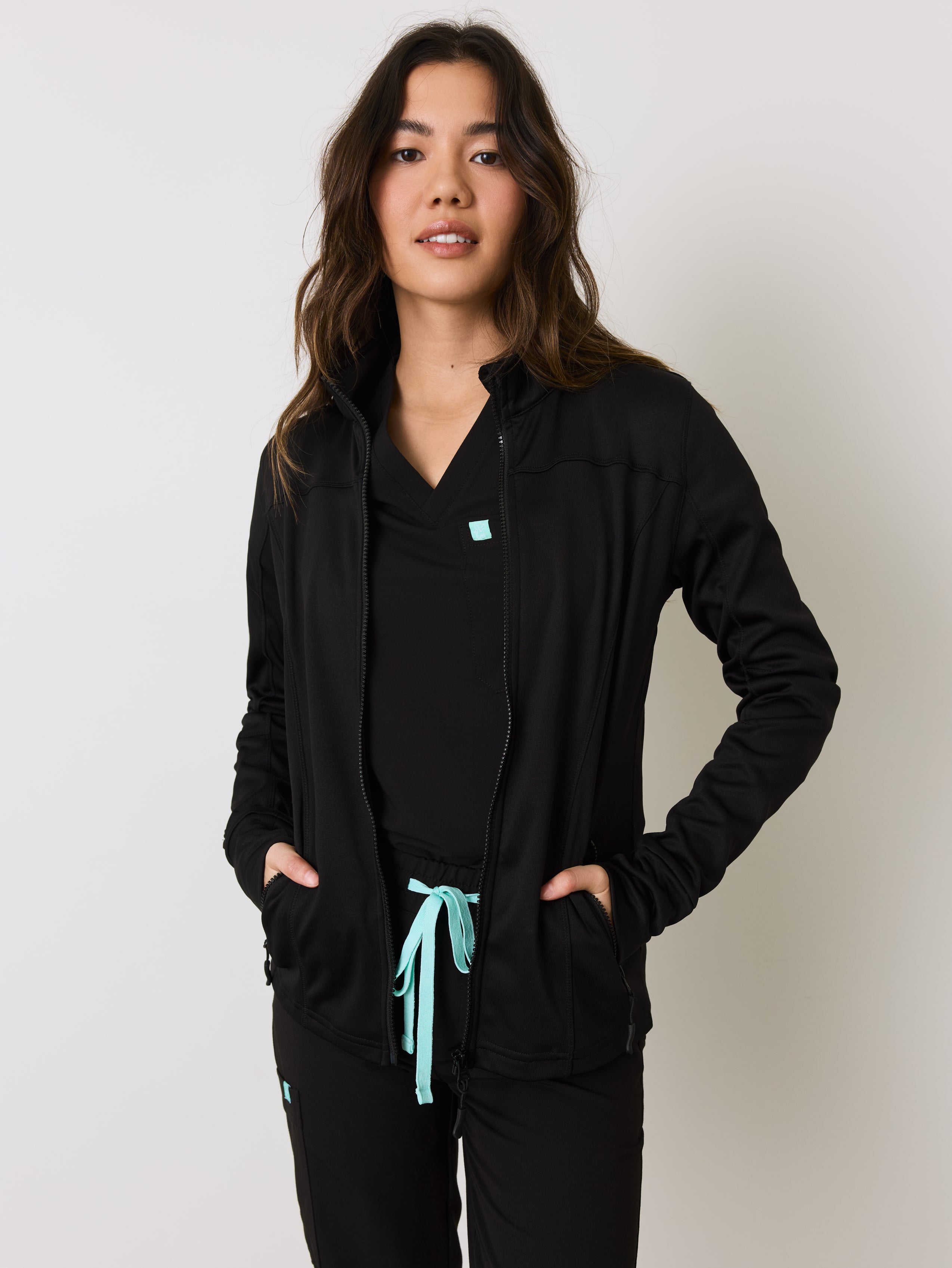 Polyester Full Zip Jacket – Black