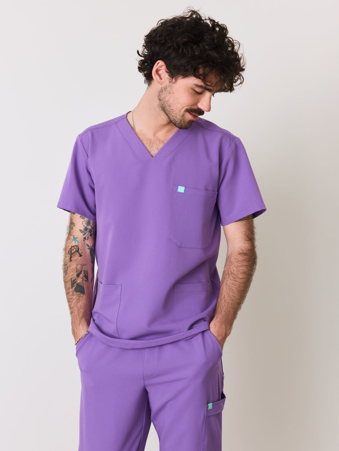 ZACK RE-GARDE™ - ROYAL LILAC - Three Pockets Men's Scrub Top - SILVADUR™