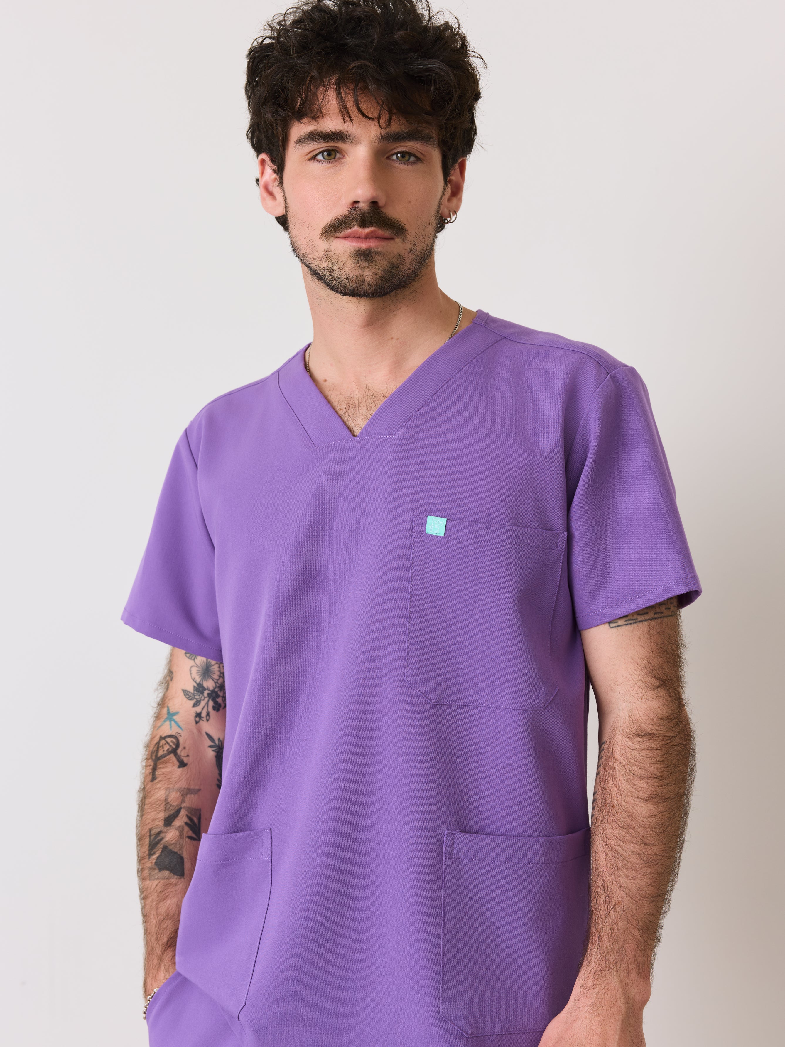 ZACK RE-GARDE™ - ROYAL LILAC - Three Pockets Men's Scrub Top - SILVADUR™