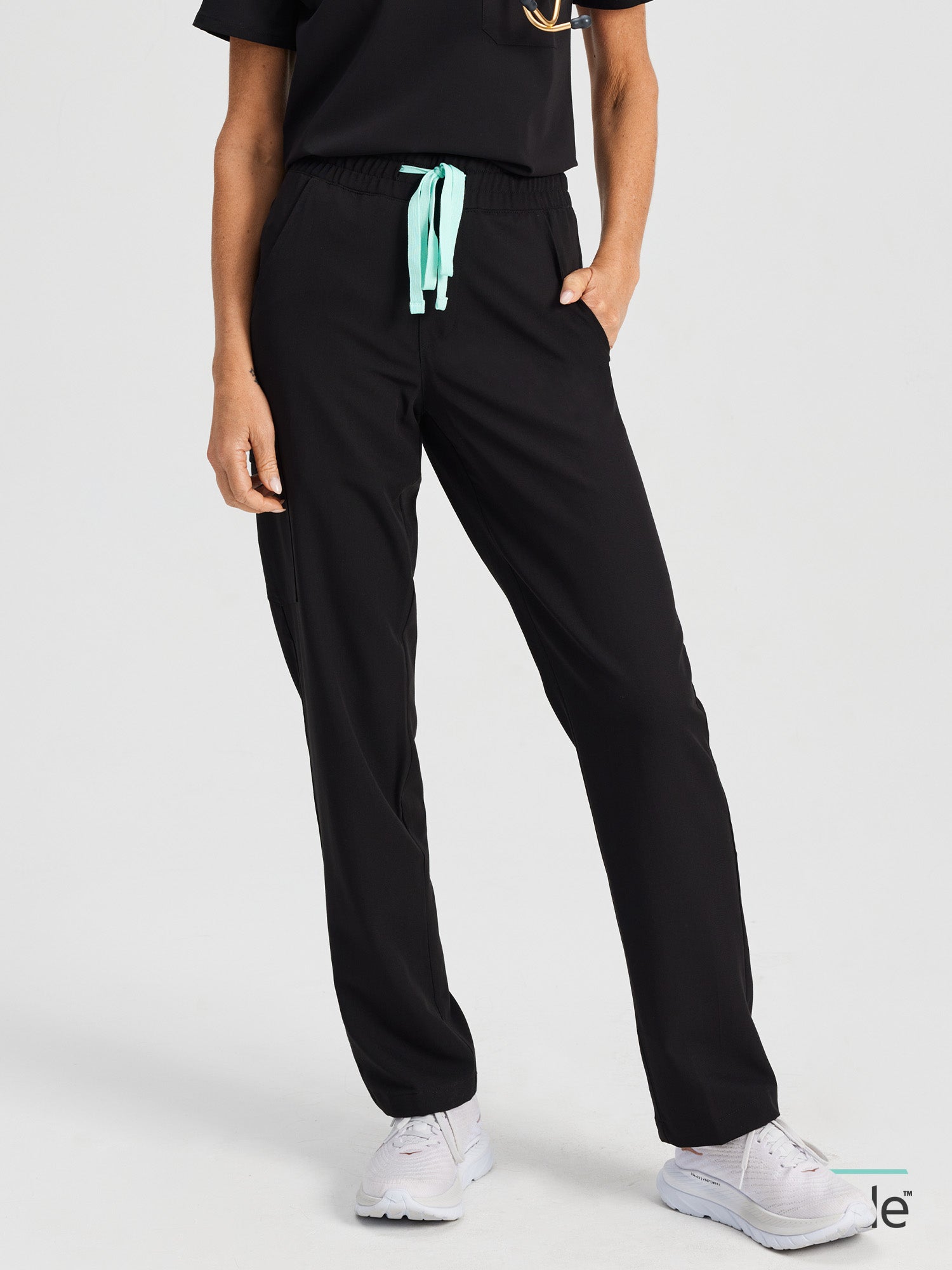 JULIETA RE-GARDE™ - BLACK - Straight Cut Scrub Pants - SILVADUR™