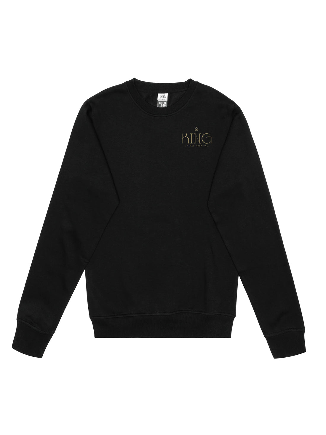 JLH1020 Crewneck - BLACK - King Animal Hospital Embroidery Left Chest - Teddy Right Wrist