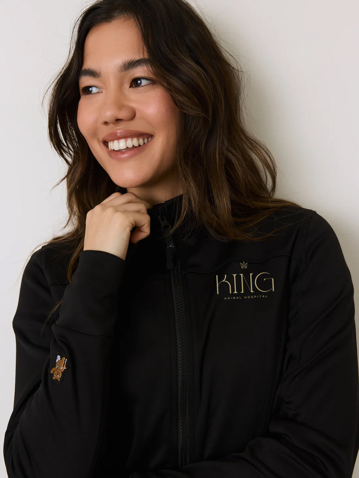 Polyester Full Zip Jacket With King Animal Hospital EMBROIDERY – BLACK