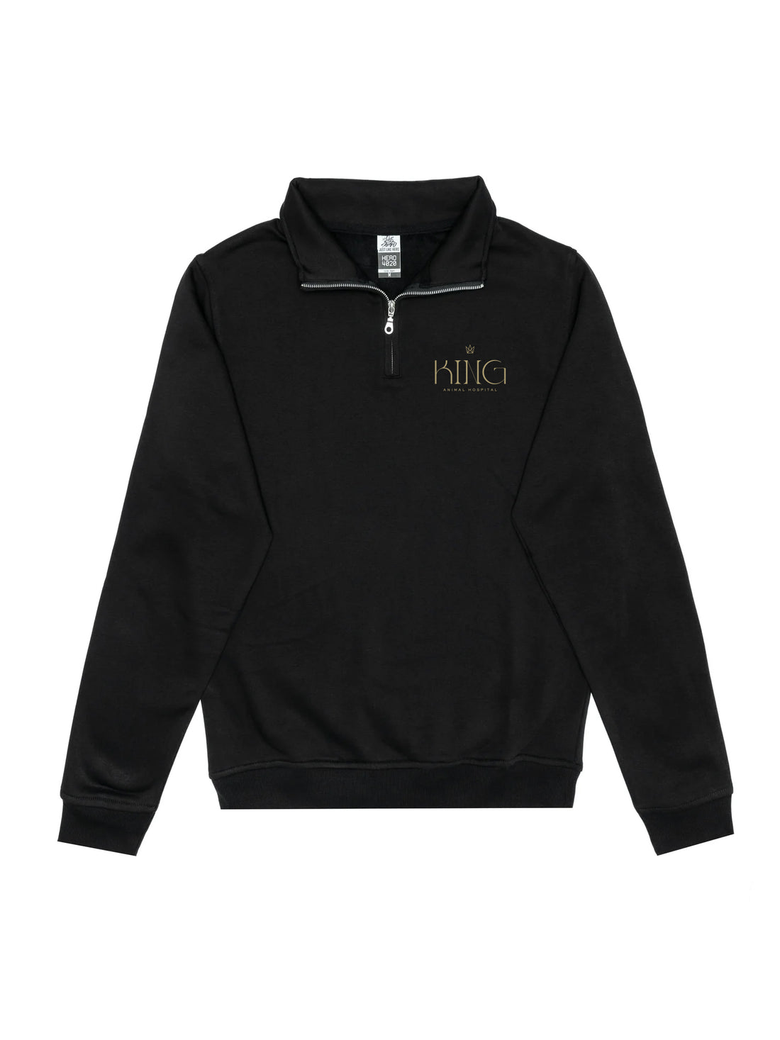 JLH4020 Quarter-zip - BLACK - King Animal Hospital Embroidery Left Chest - Teddy Right Wrist