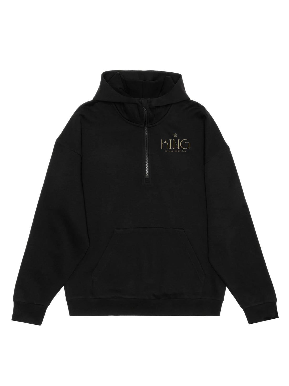 JLH4220 Half-zip Hoodie - BLACK - King Animal Hospital Embroidery Left Chest - Teddy Right Wrist