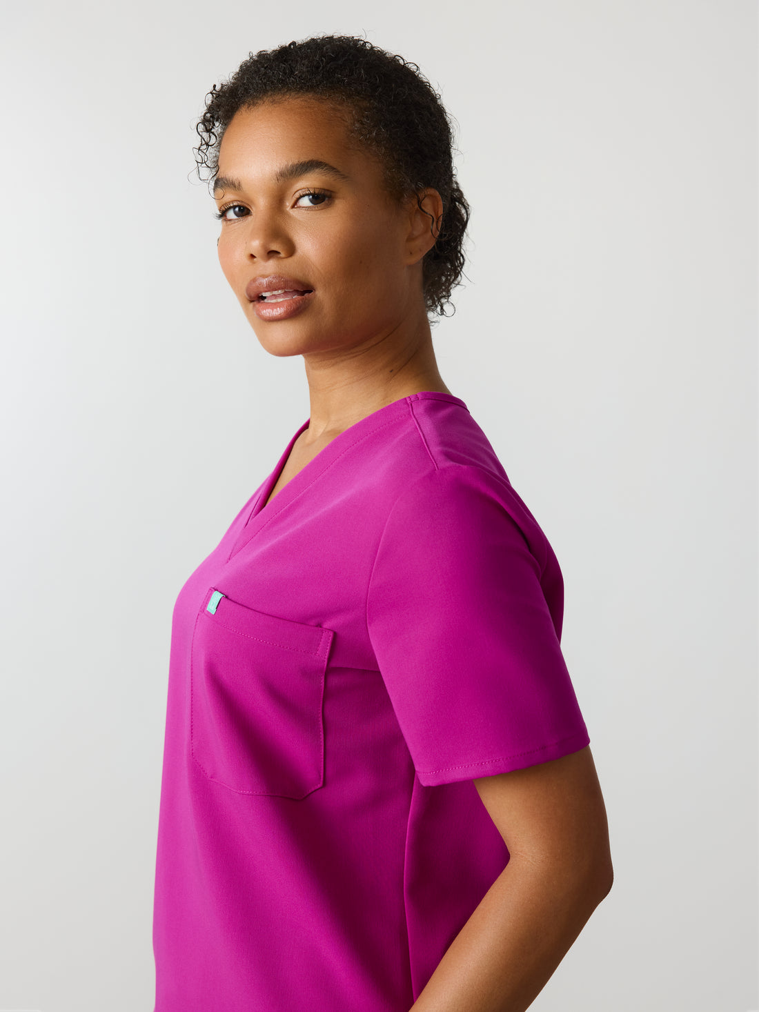 GABRIELLE RE-GARDE™ - MAGENTA - One Pocket Scrub Top - SILVADUR™