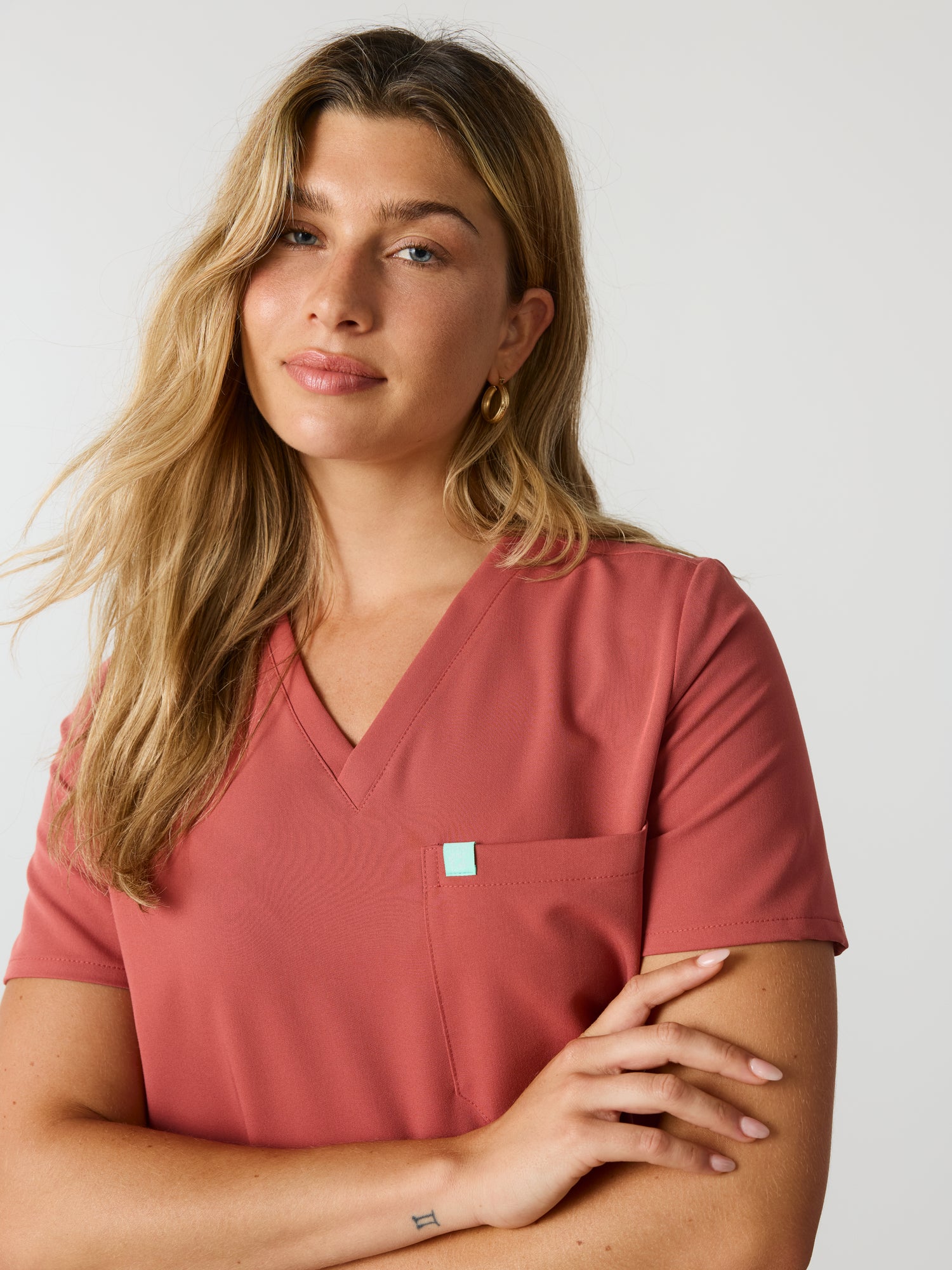 GABRIELLE RE-GARDE™ - MARSALA - One Pocket Scrub Top - SILVADUR™