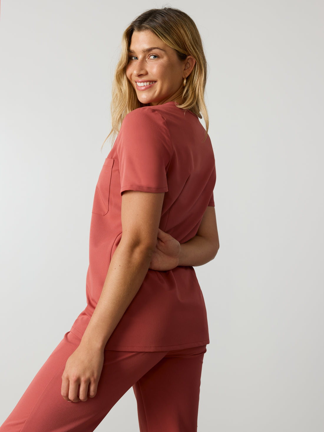 GABRIELLE RE-GARDE™ - MARSALA - One Pocket Scrub Top - SILVADUR™
