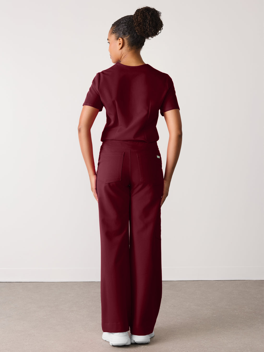 MILA RE-GARDE™ - BURGUNDY - Wide Leg Scrub Pants - SILVADUR™