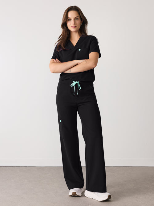 MILA RE-GARDE™ - BLACK - Wide Leg Scrub Pants - SILVADUR™