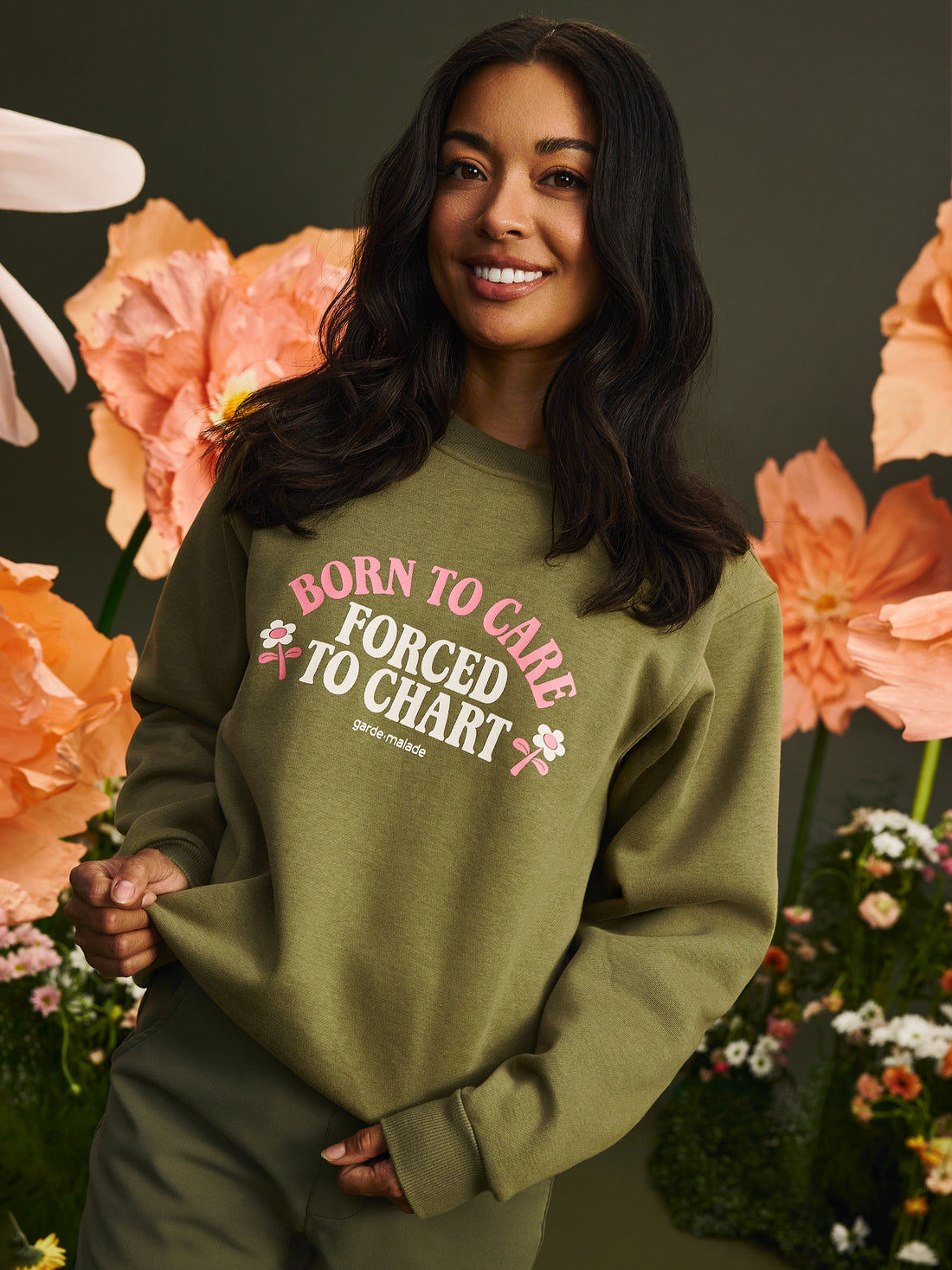 G-M x Anna The Nurse - Crewneck Born to Care, Forced to Chart